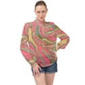 Pattern Glitter Pastel Layer High Neck Long Sleeve Chiffon Top View1