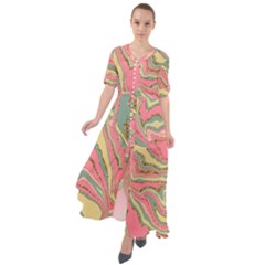 Pattern Glitter Pastel Layer Waist Tie Boho Maxi Dress by Grandong