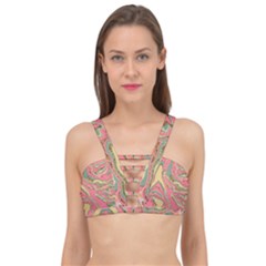 Pattern Glitter Pastel Layer Cage Up Bikini Top