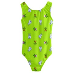 Bunnies And Veggies Custom Color Kids  Cut-out Back One Piece Swimsuit by idjy