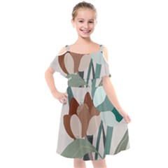 Flowers Plants Leaves Foliage Kids  Cut Out Shoulders Chiffon Dress by pakminggu