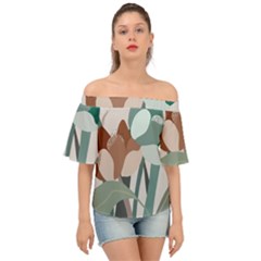 Flowers Plants Leaves Foliage Off Shoulder Short Sleeve Top by pakminggu