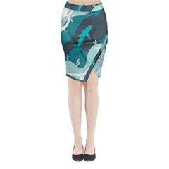 Ocean Turtle Shark Sea Life Sea Midi Wrap Pencil Skirt by pakminggu