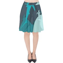 Ocean Turtle Shark Sea Life Sea Velvet High Waist Skirt by pakminggu