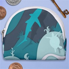 Ocean Turtle Shark Sea Life Sea Horseshoe Style Canvas Pouch by pakminggu