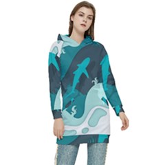 Ocean Turtle Shark Sea Life Sea Women s Long Oversized Pullover Hoodie by pakminggu