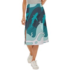 Ocean Turtle Shark Sea Life Sea Midi Panel Skirt by pakminggu