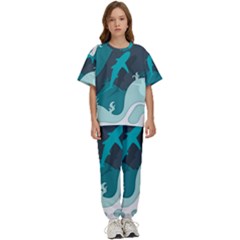 Ocean Turtle Shark Sea Life Sea Kids  Tee And Pants Sports Set by pakminggu