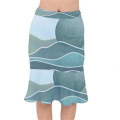 Mountains Wall Print Boho Art Short Mermaid Skirt by pakminggu