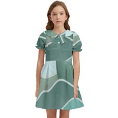 Mountains Wall Print Boho Art Kids  Bow Tie Puff Sleeve Dress