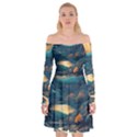 Forest River Night Evening Moon Off Shoulder Skater Dress View1