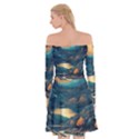 Forest River Night Evening Moon Off Shoulder Skater Dress View2