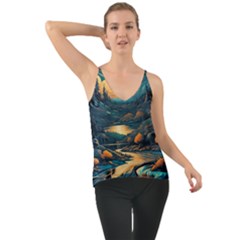 Forest River Night Evening Moon Chiffon Cami by pakminggu