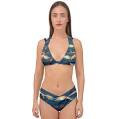 Forest River Night Evening Moon Double Strap Halter Bikini Set by pakminggu