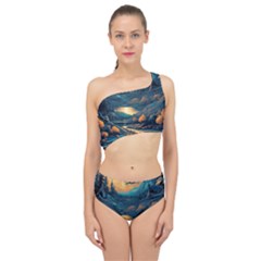 Forest River Night Evening Moon Spliced Up Two Piece Swimsuit by pakminggu