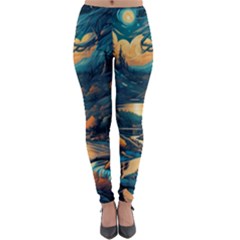 Forest River Night Evening Moon Lightweight Velour Leggings by pakminggu