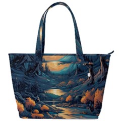 Forest River Night Evening Moon Back Pocket Shoulder Bag  by pakminggu