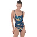 Forest River Night Evening Moon Tie Strap One Piece Swimsuit View1