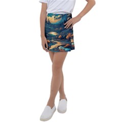 Forest River Night Evening Moon Kids  Tennis Skirt by pakminggu