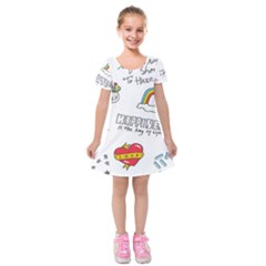 Abstract Fashion Background Suitable Fabric Printing Kids  Short Sleeve Velvet Dress by pakminggu