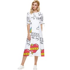 Abstract Fashion Background Suitable Fabric Printing Bow Sleeve Chiffon Midi Dress by pakminggu