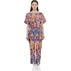 Abstract Waves Batwing Lightweight Chiffon Jumpsuit by kaleidomarblingart