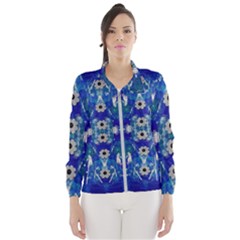 Oilpainting Blue Flowers In The Peaceful Night Women s Windbreaker