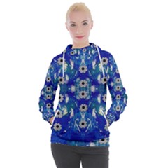 Oilpainting Blue Flowers In The Peaceful Night Women s Hooded Pullover