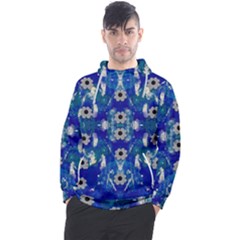 Oilpainting Blue Flowers In The Peaceful Night Men s Pullover Hoodie