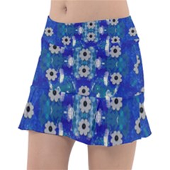 Oilpainting Blue Flowers In The Peaceful Night Classic Tennis Skirt by pepitasart