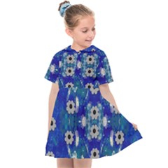 Oilpainting Blue Flowers In The Peaceful Night Kids  Sailor Dress by pepitasart