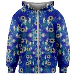 Oilpainting Blue Flowers In The Peaceful Night Kids  Zipper Hoodie Without Drawstring