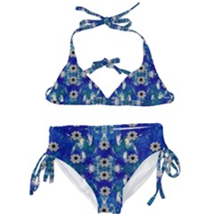 Oilpainting Blue Flowers In The Peaceful Night Kids  Classic Bikini Set by pepitasart