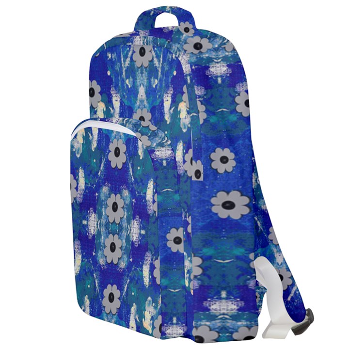 Oilpainting Blue Flowers In The Peaceful Night Double Compartment Backpack