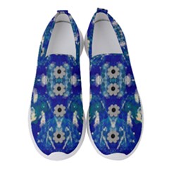 Oilpainting Blue Flowers In The Peaceful Night Women s Slip On Sneakers by pepitasart