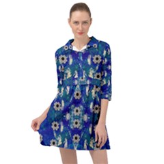 Oilpainting Blue Flowers In The Peaceful Night Mini Skater Shirt Dress by pepitasart