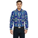 Oilpainting Blue Flowers In The Peaceful Night Men s Long Sleeve Pocket Shirt  View1