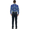 Oilpainting Blue Flowers In The Peaceful Night Men s Long Sleeve Pocket Shirt  View2