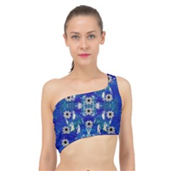 Oilpainting Blue Flowers In The Peaceful Night Spliced Up Bikini Top  by pepitasart