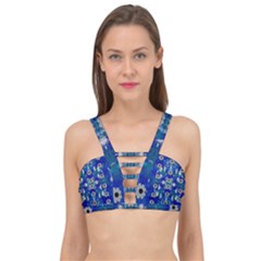 Oilpainting Blue Flowers In The Peaceful Night Cage Up Bikini Top by pepitasart