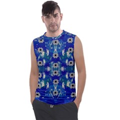 Oilpainting Blue Flowers In The Peaceful Night Men s Regular Tank Top by pepitasart