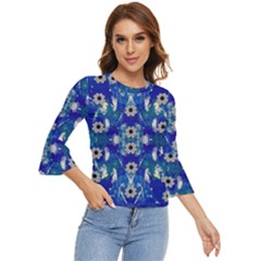 Oilpainting Blue Flowers In The Peaceful Night Bell Sleeve Top