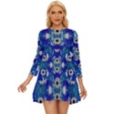 Oilpainting Blue Flowers In The Peaceful Night Long Sleeve Babydoll Dress View1