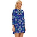 Oilpainting Blue Flowers In The Peaceful Night Long Sleeve Babydoll Dress View3