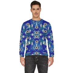 Oilpainting Blue Flowers In The Peaceful Night Men s Fleece Sweatshirt