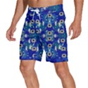 Oilpainting Blue Flowers In The Peaceful Night Men s Beach Shorts View2