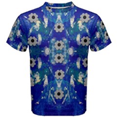 Oilpainting Blue Flowers In The Peaceful Night Men s Cotton Tee by pepitasart