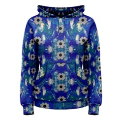 Oilpainting Blue Flowers In The Peaceful Night Women s Pullover Hoodie