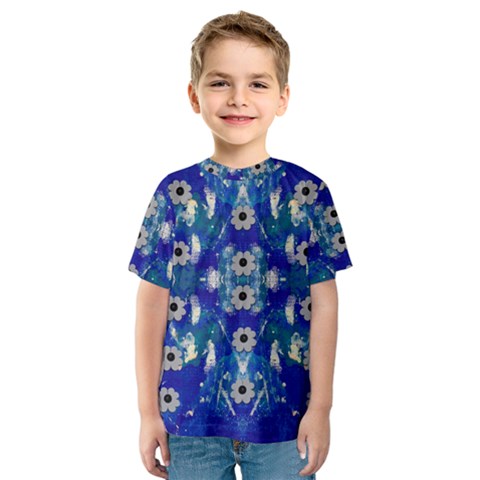 Oilpainting Blue Flowers In The Peaceful Night Kids  Sport Mesh Tee by pepitasart