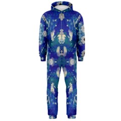 Oilpainting Blue Flowers In The Peaceful Night Hooded Jumpsuit (men)